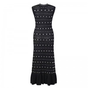 Collier d\'été à col épaule sans manches, robes en tricot métalliques