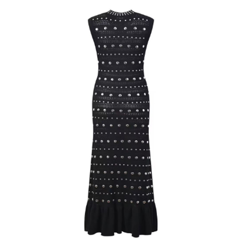 Collier d\'été à col épaule sans manches, robes en tricot métalliques